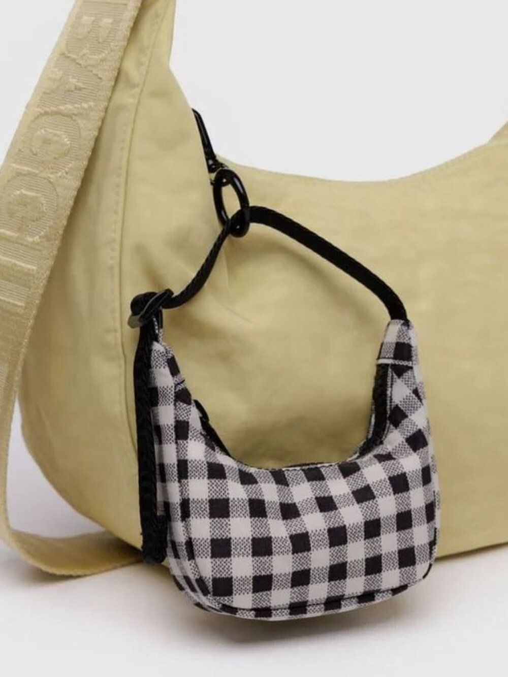 NWT Baggu Crescent Bag Charm - Black & White Gingham